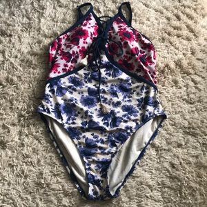 Floral one piece bathing suit